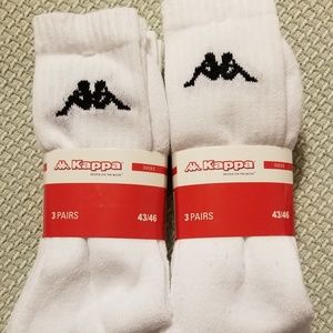 Kappa Unisex Athletic Socks 2 Packs/6 Pairs White